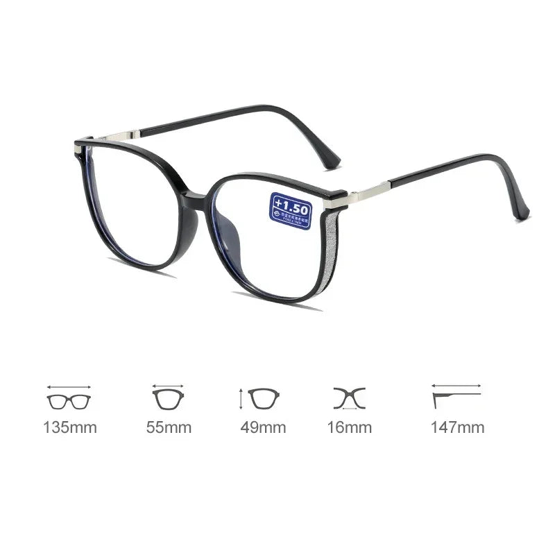 Luxury Far Sight Reading Glasses for Women Blue Light Blocking Computer Eyewear New Trendy Cat Eye Eyeglasses for Women Men