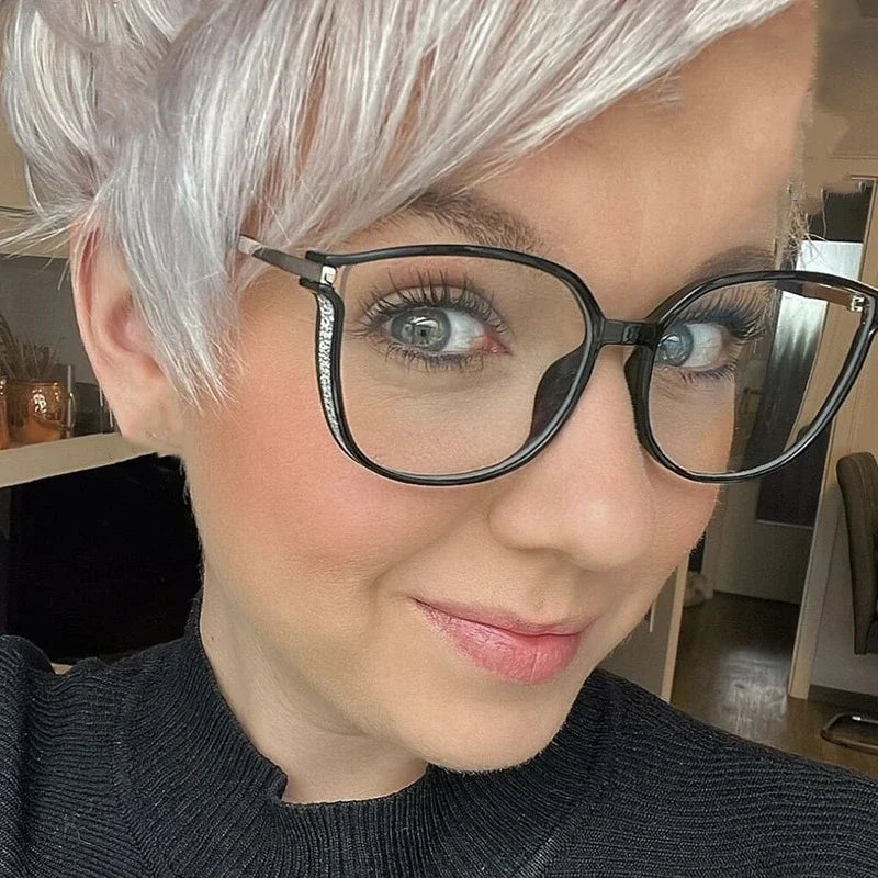 Luxury Far Sight Reading Glasses for Women Blue Light Blocking Computer Eyewear New Trendy Cat Eye Eyeglasses for Women Men
